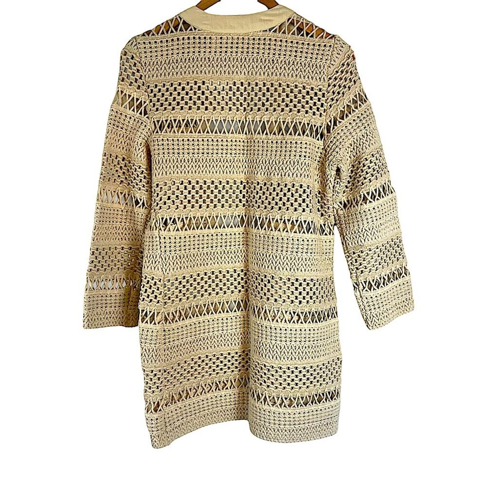 Chico’s Macrame Misty Solid Beige Jacket Sweater … - image 2